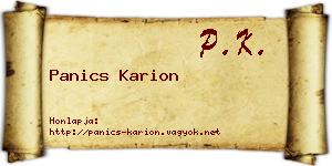 Panics Karion névjegykártya